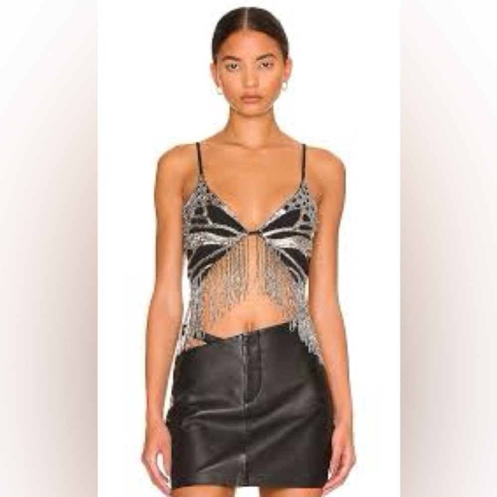 REVOLVE Black and Silver Crop Top
